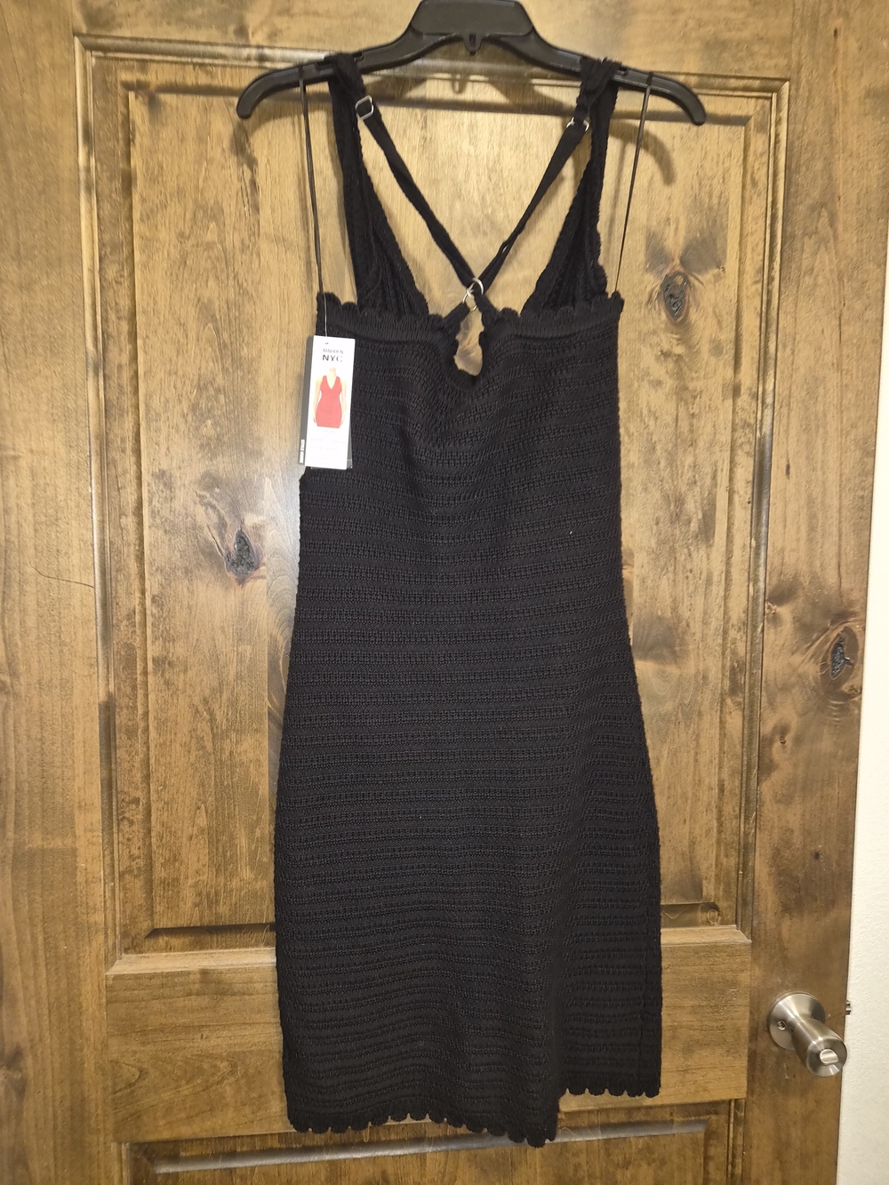 Strapless Black Crochet Dress with Crisscross Straps